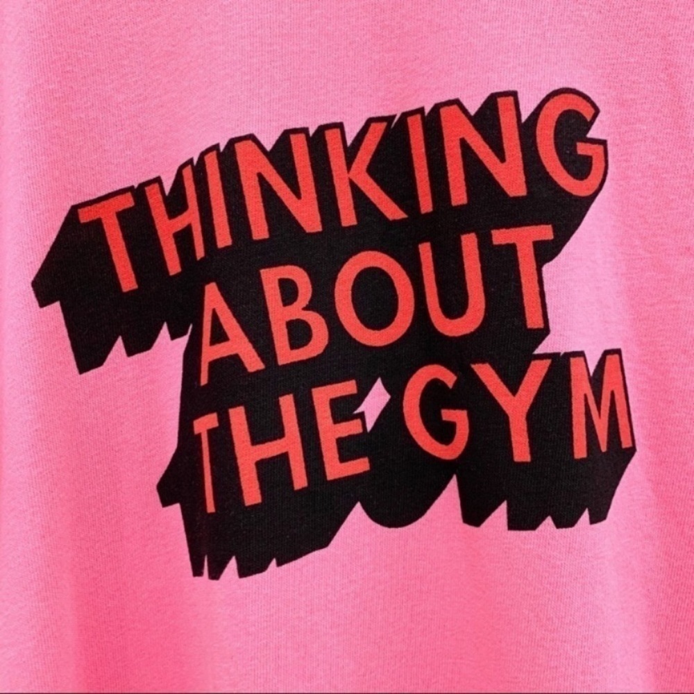 NWT Wildfox Thinking About The Gym Pink Sommers Sweatshirt XS Bubblegum Cotton - Picture 5 of 9